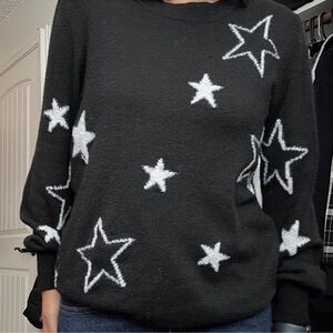 Terra & Sky Black Sweater with White Star Design
